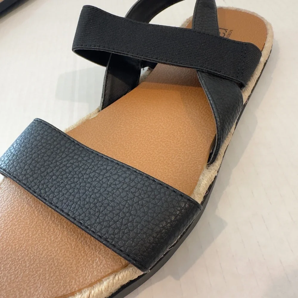 Nordstrom Rack Paulette-Fab‎ Black Espadrille Elastic Strap Sandals Womens 7.5 M